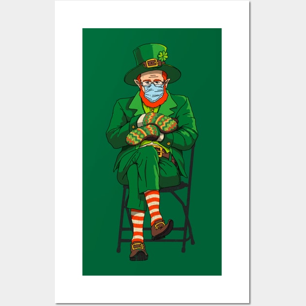 Leprechaun Bernie Sanders Mittens Meme St. Patricks Day Wall Art by vo_maria